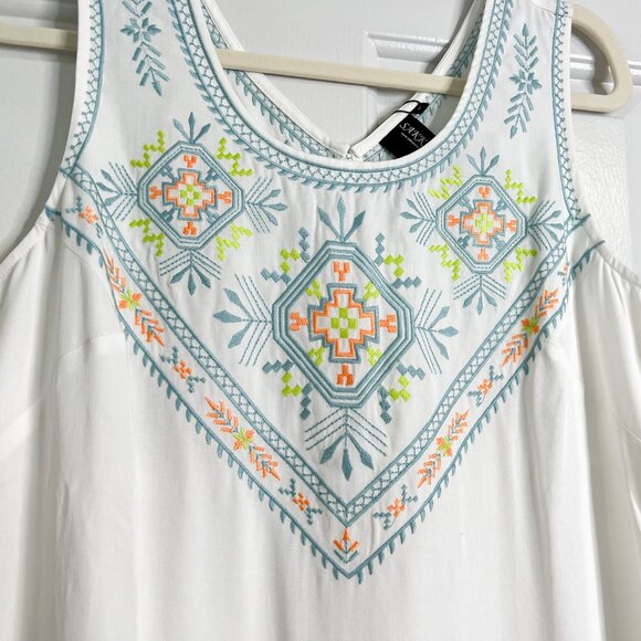 Sakkas Elita Sleeveless Tank Top Batik Aztec Embroidered Shirt Blouse - Picture 4 of 8